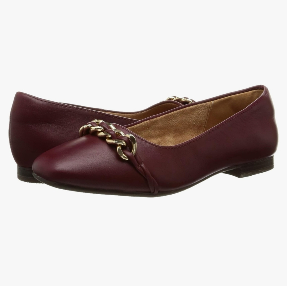 Rockport Tawny Port Womens Zoie Chain Ballet chanel style 10M comfortable